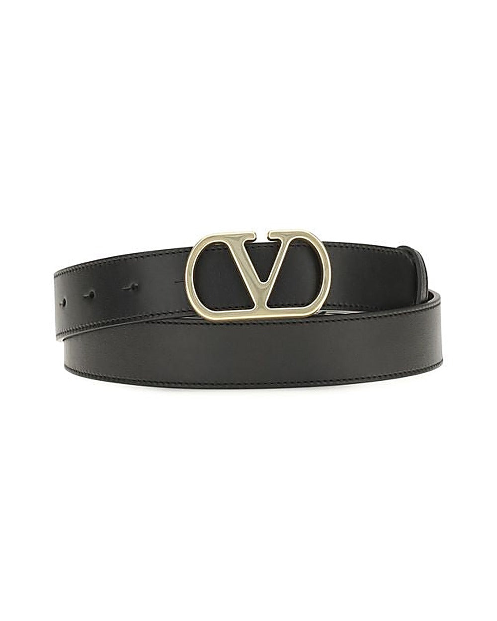 Valentino Garavani Black Calf Leather Bos Taurus Regular Belt