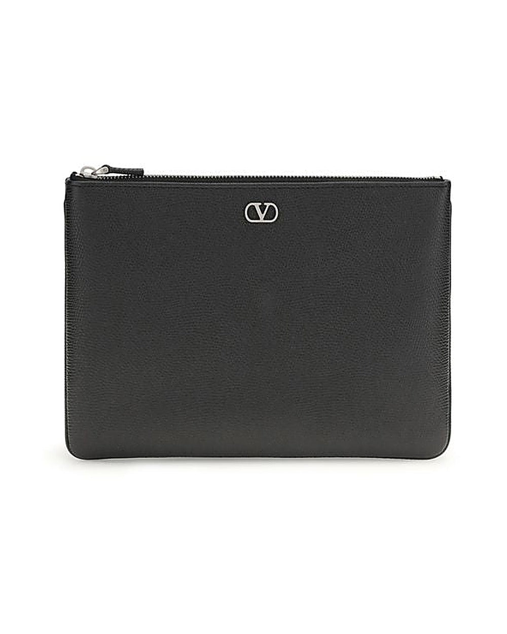 Valentino Garavani Black Calf Leather Bos Taurus Clutch Bag