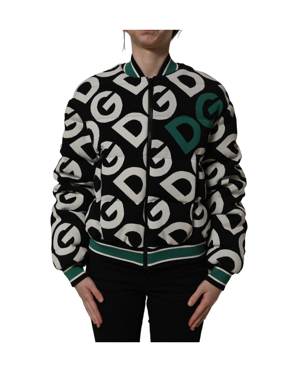 Dolce & Gabbana Multicolor Logo Full Zip Bomber Jacket
