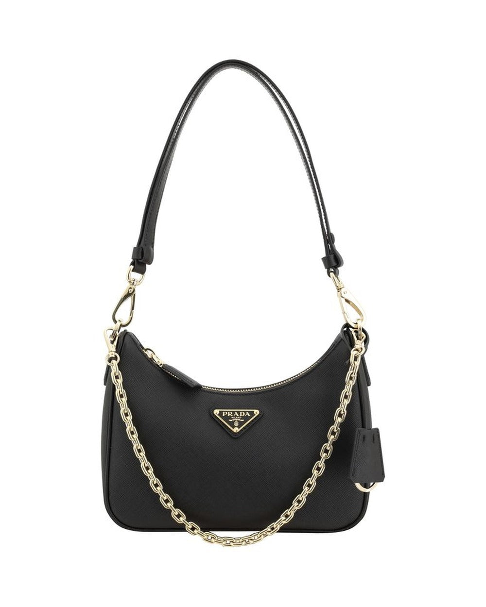 Prada Black Calf Leather Bos Taurus Shoulder Bag