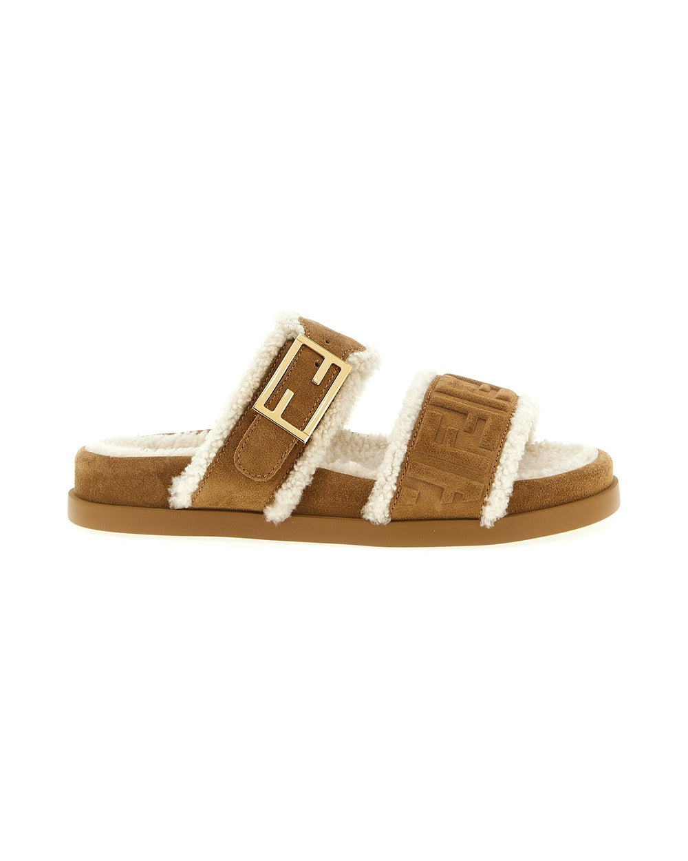 Fendi Beige Calfskin Slides