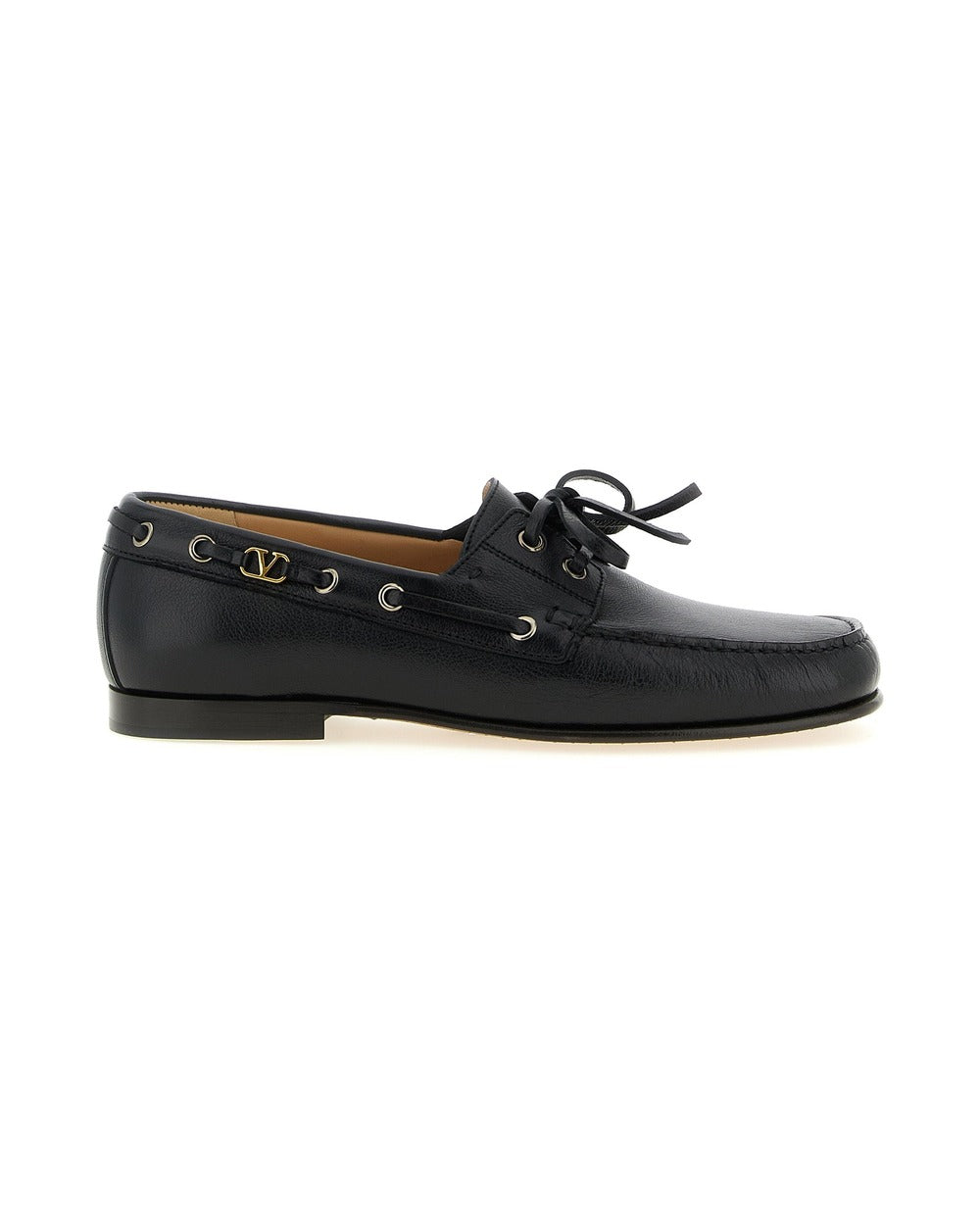 Valentino Garavani Black Buffalo Leather Slip-On Loafers
