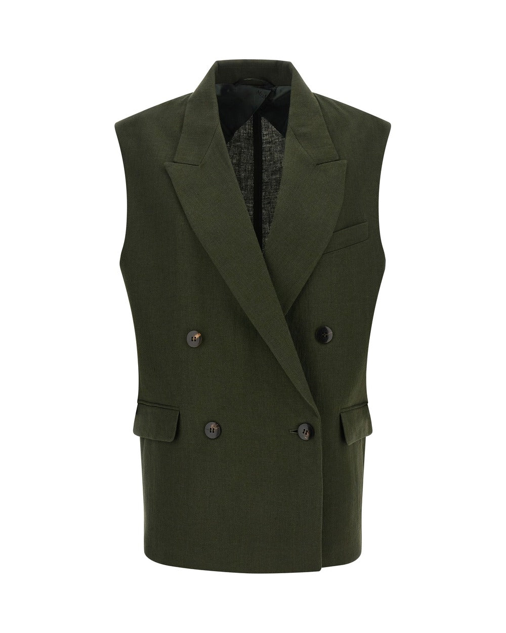 Max Mara Bicolor Linen Sleeveless Jacket
