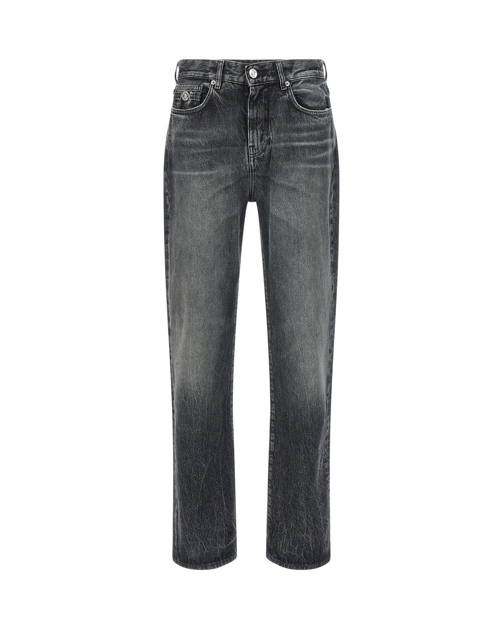 Versace Gray Cotton Straight-Leg Jeans