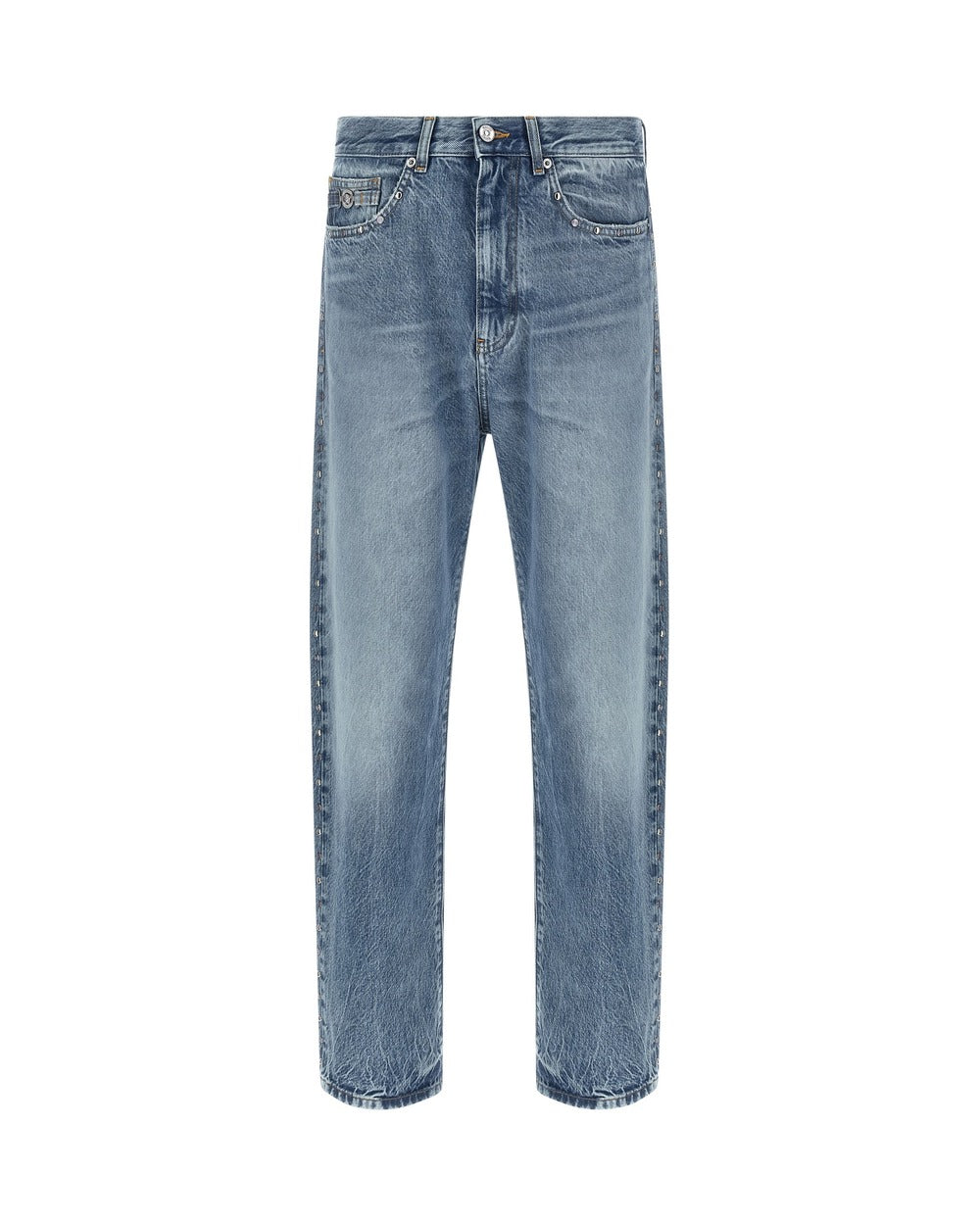 Versace Blue Cotton Straight-Leg Jeans