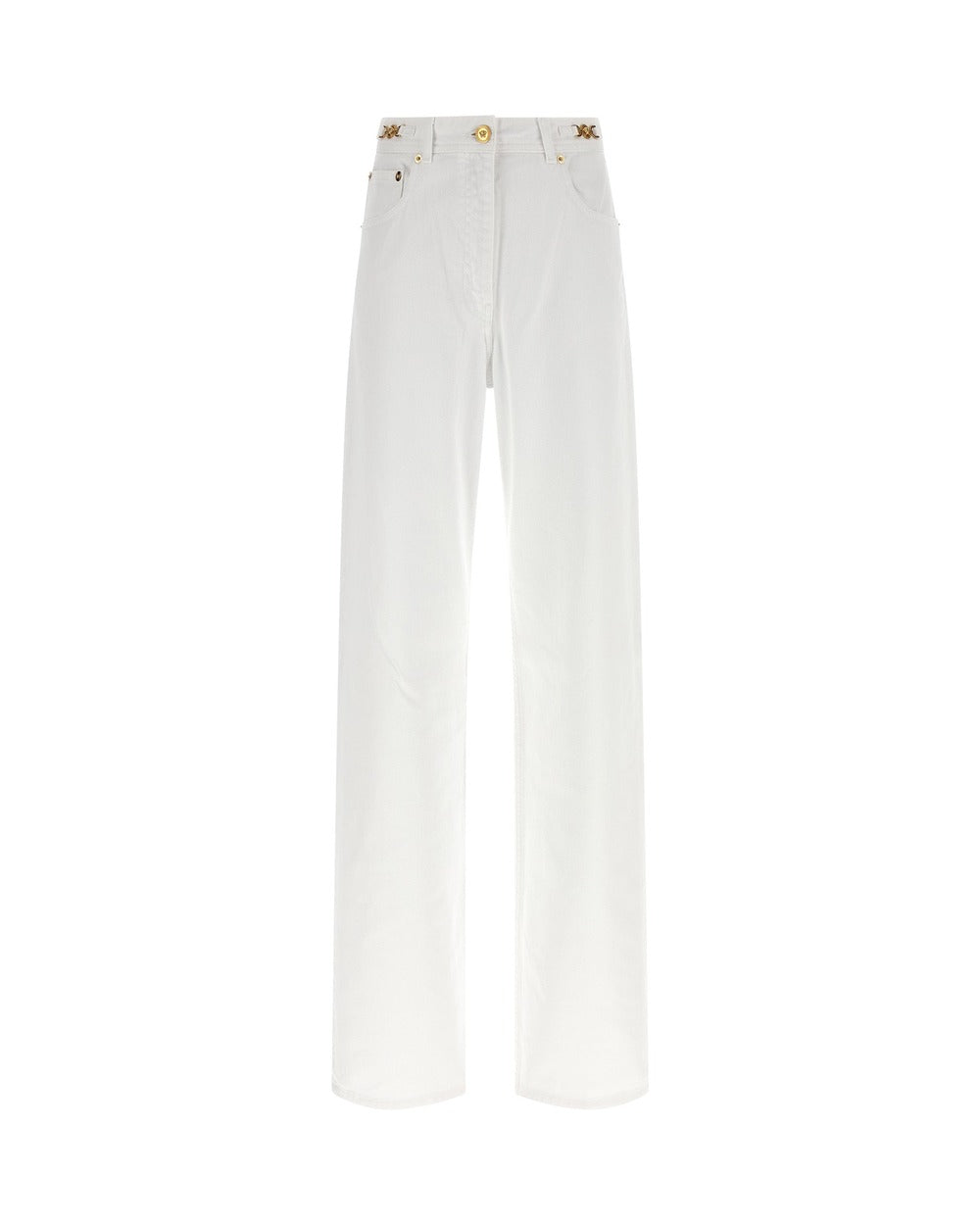 Versace White Cotton Straight-Leg Jeans