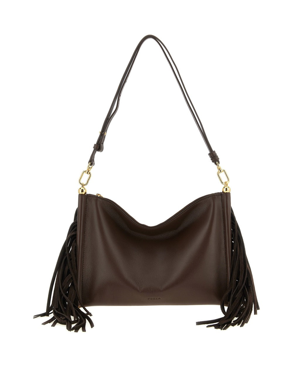 Furla Brown Lamb Leather Shoulder Bag