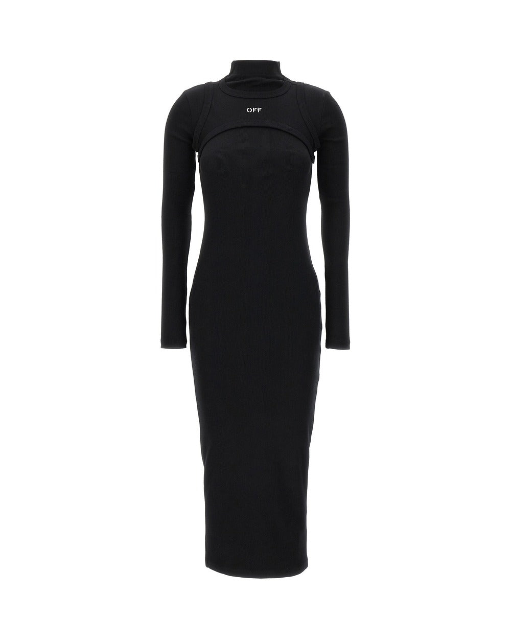 Off-White Black Cotton Midi Dress