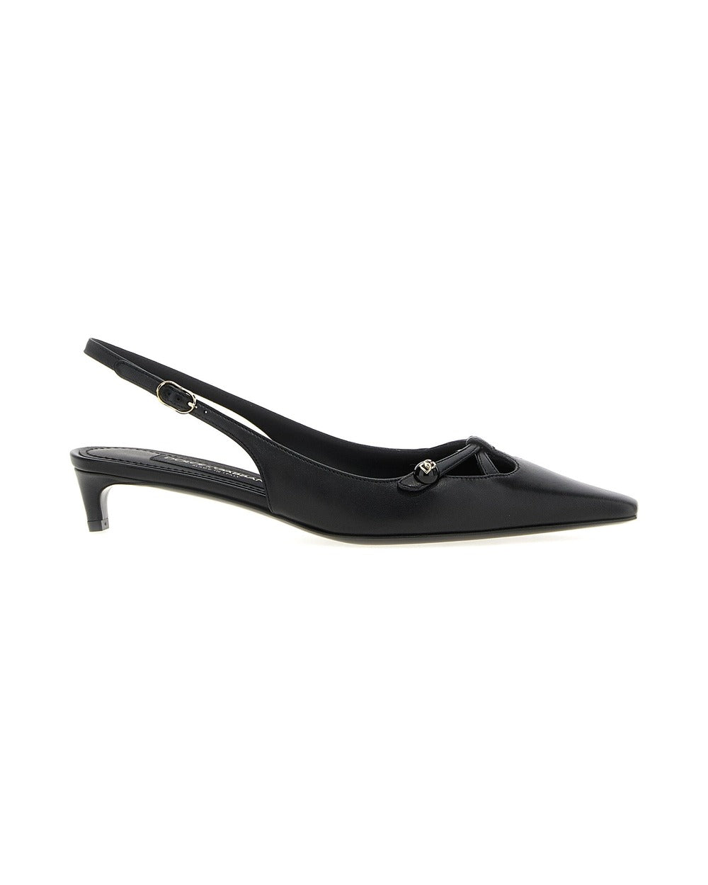 Dolce & Gabbana Black Lamb Leather Mid Heel Pumps
