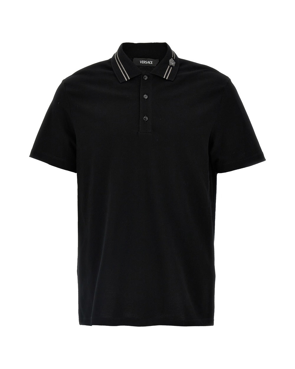 Versace Black Cotton Polo Shirt