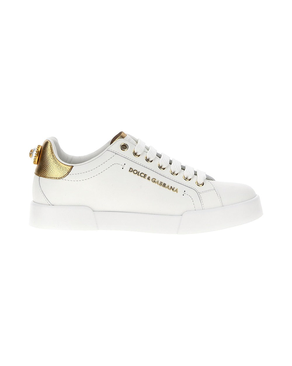 Dolce & Gabbana Gold Calfskin Low Top Sneakers