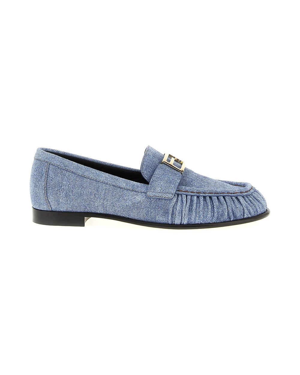 Fendi Blue Calfskin Slip-On Loafers