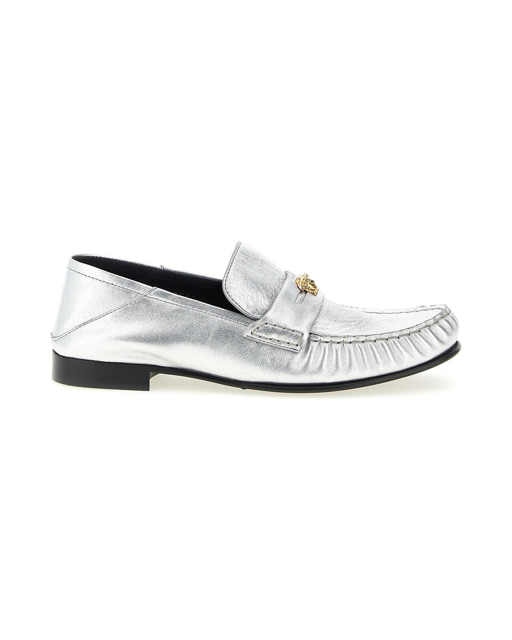 Versace Silver Lamb Leather Slip-On Loafers