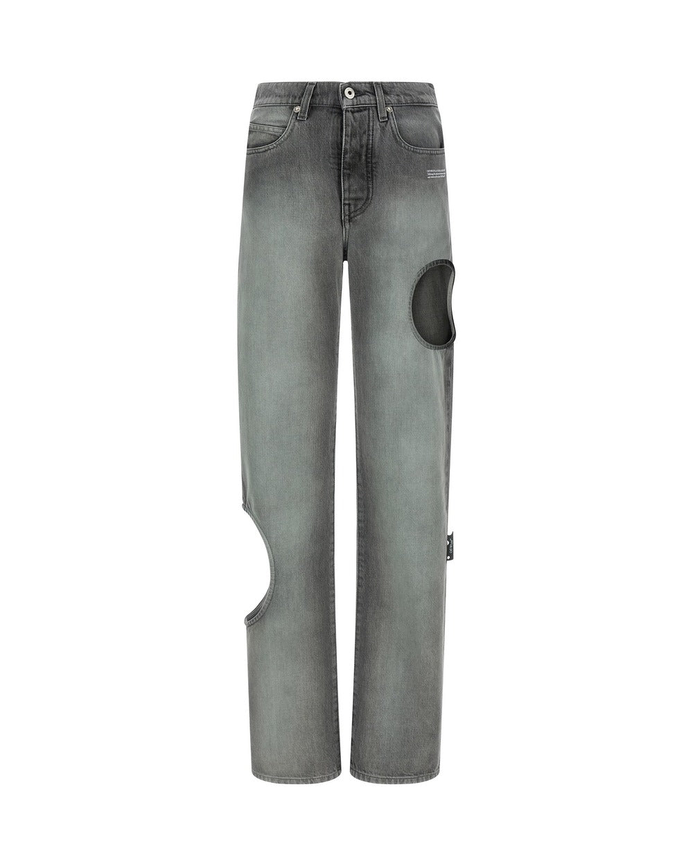 Off-White Gray Cotton Straight-Leg Jeans