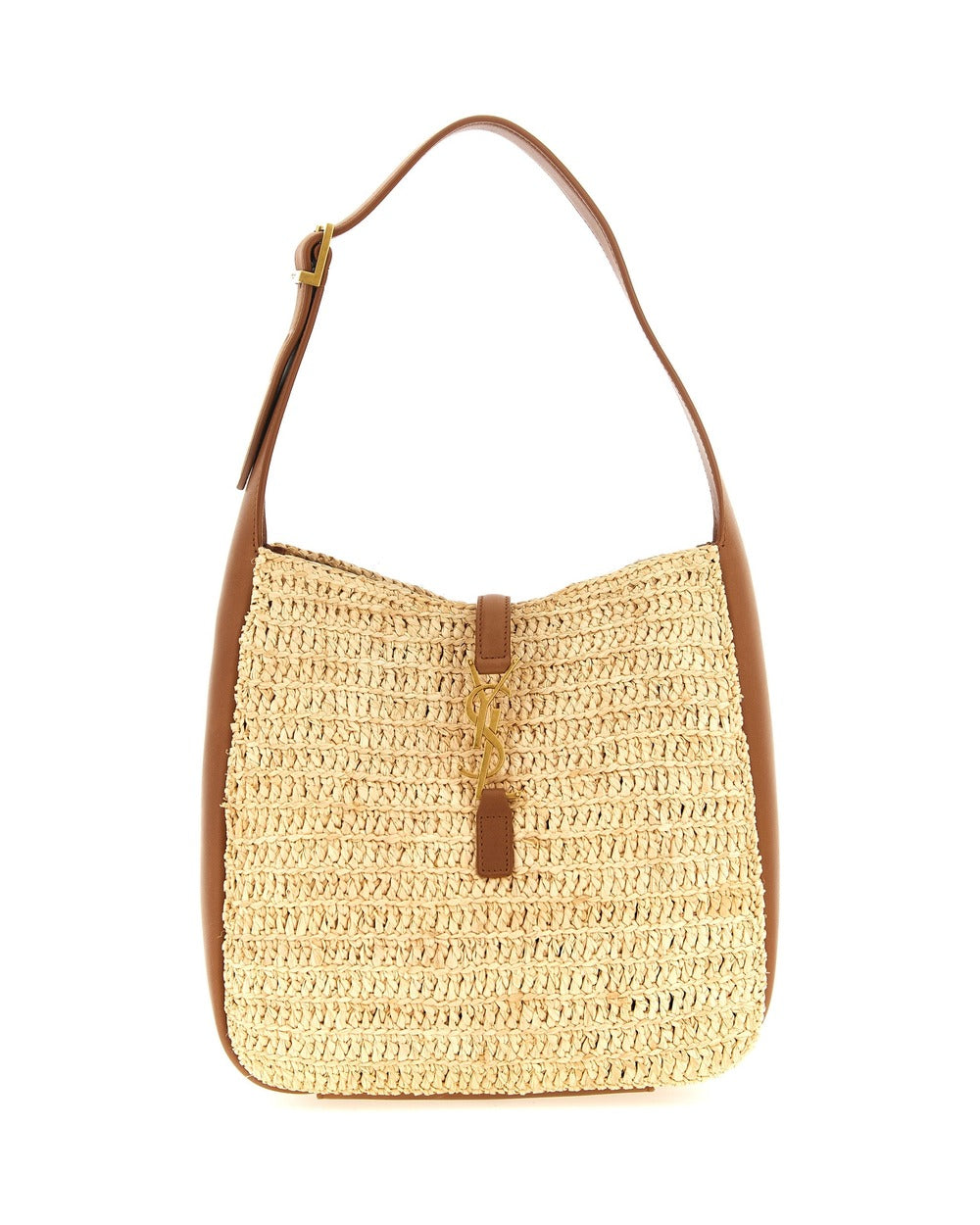 Saint Laurent Beige Raffia Shoulder Bag