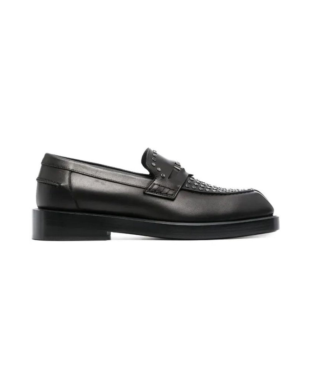 Versace Black Leather Slip-On Loafers