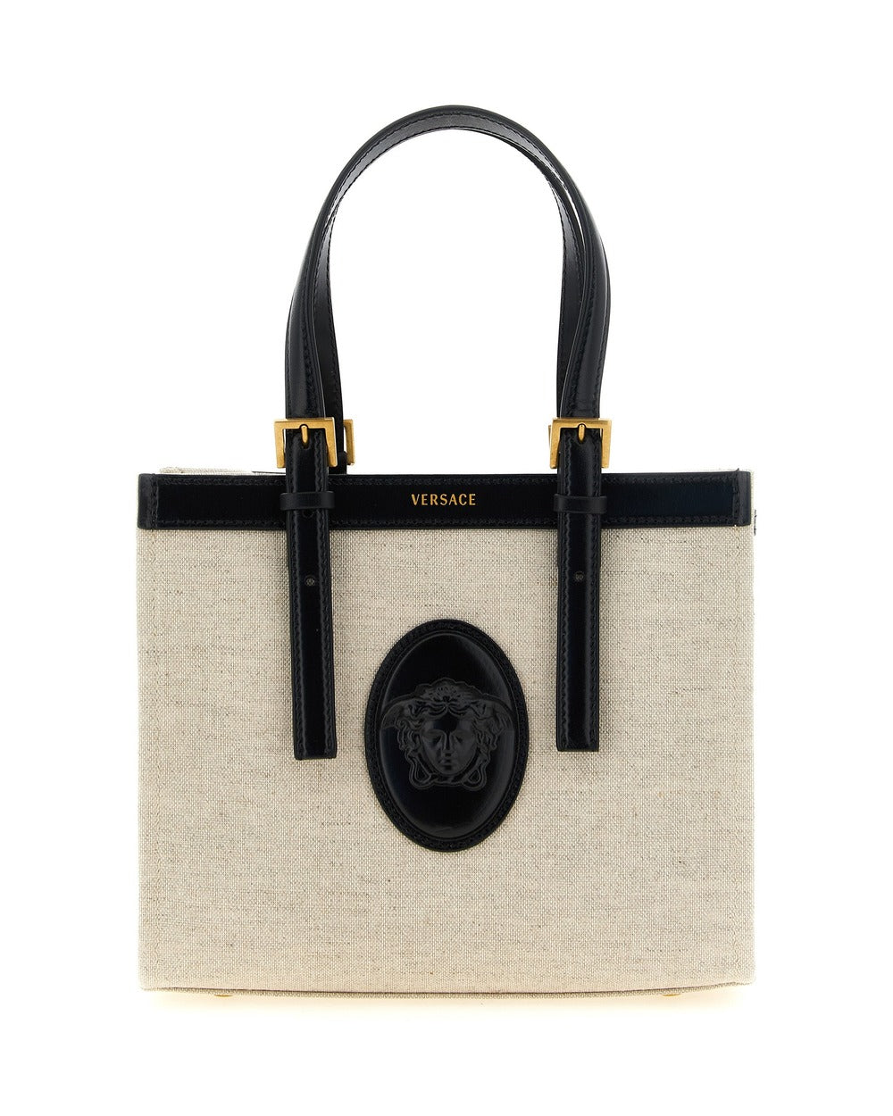 Versace Beige Linen Tote Bag