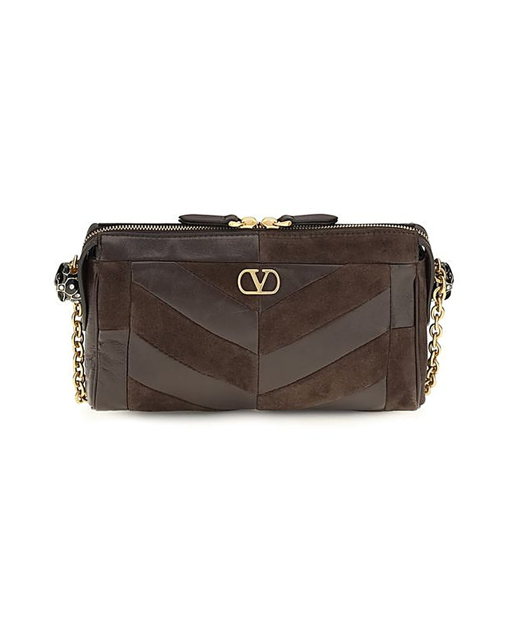 Valentino Garavani Brown Calf Leather Bos Taurus Shoulder Bag