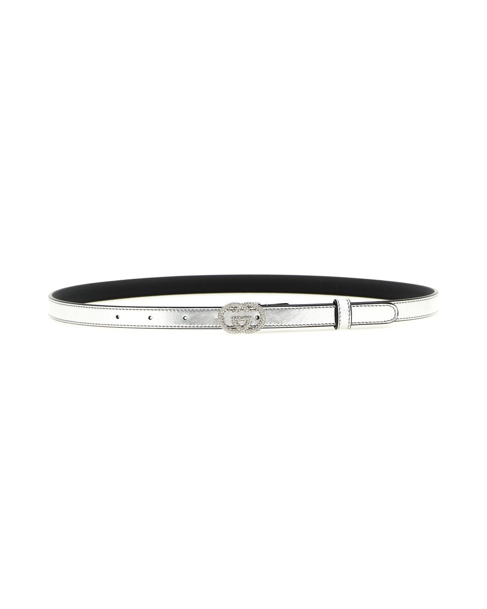 Gucci Silver Calfskin Thin Belt