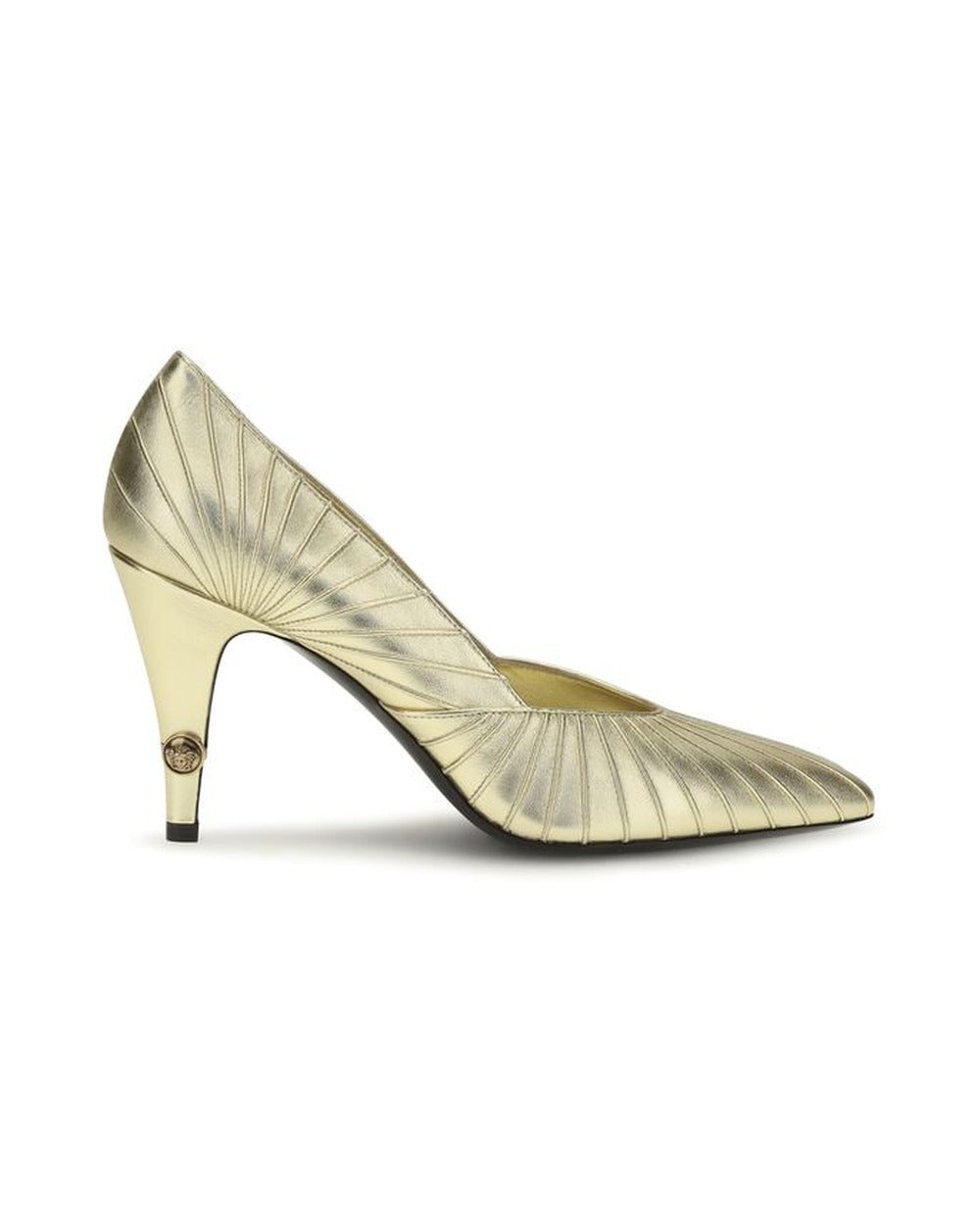 Versace Gold Calf Leather Bos Taurus High Heel Pumps