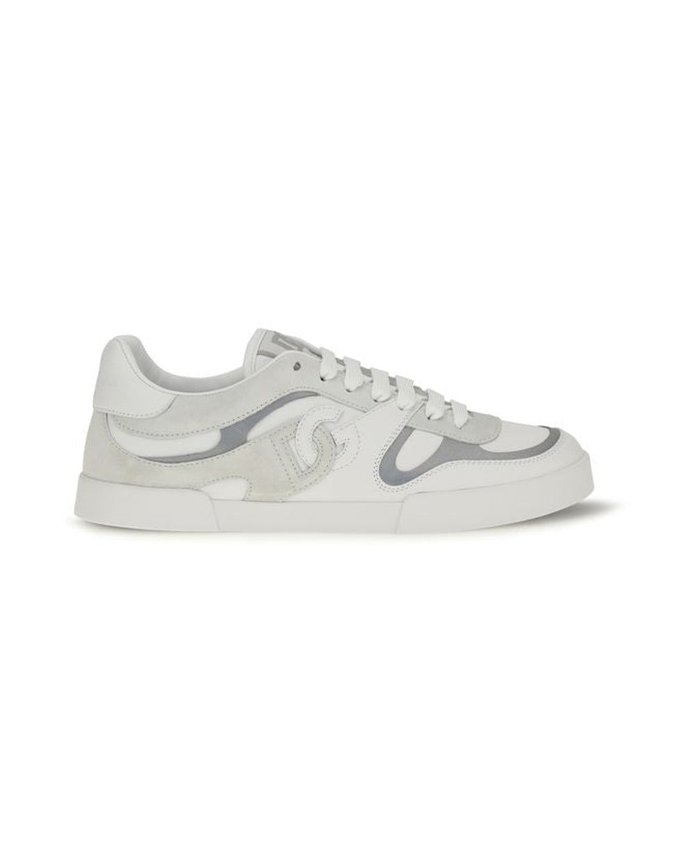 Dolce & Gabbana White Calf Leather Bos Taurus Low Top Sneakers