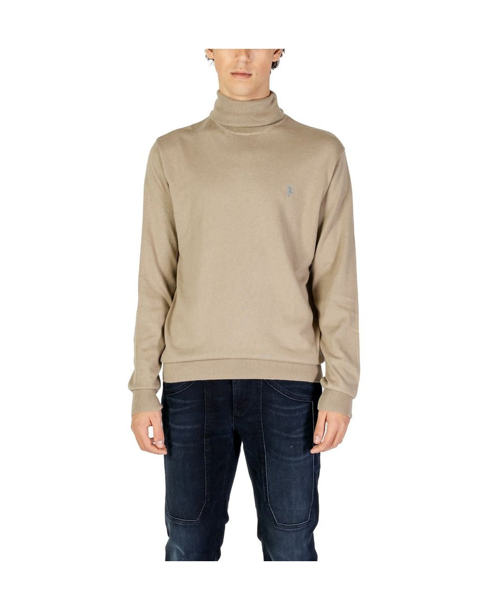 U.S. POLO ASSN. Beige Cotton Turtleneck