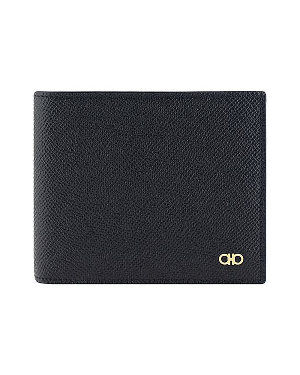 Ferragamo Black Calf Leather Bos Taurus Wallet