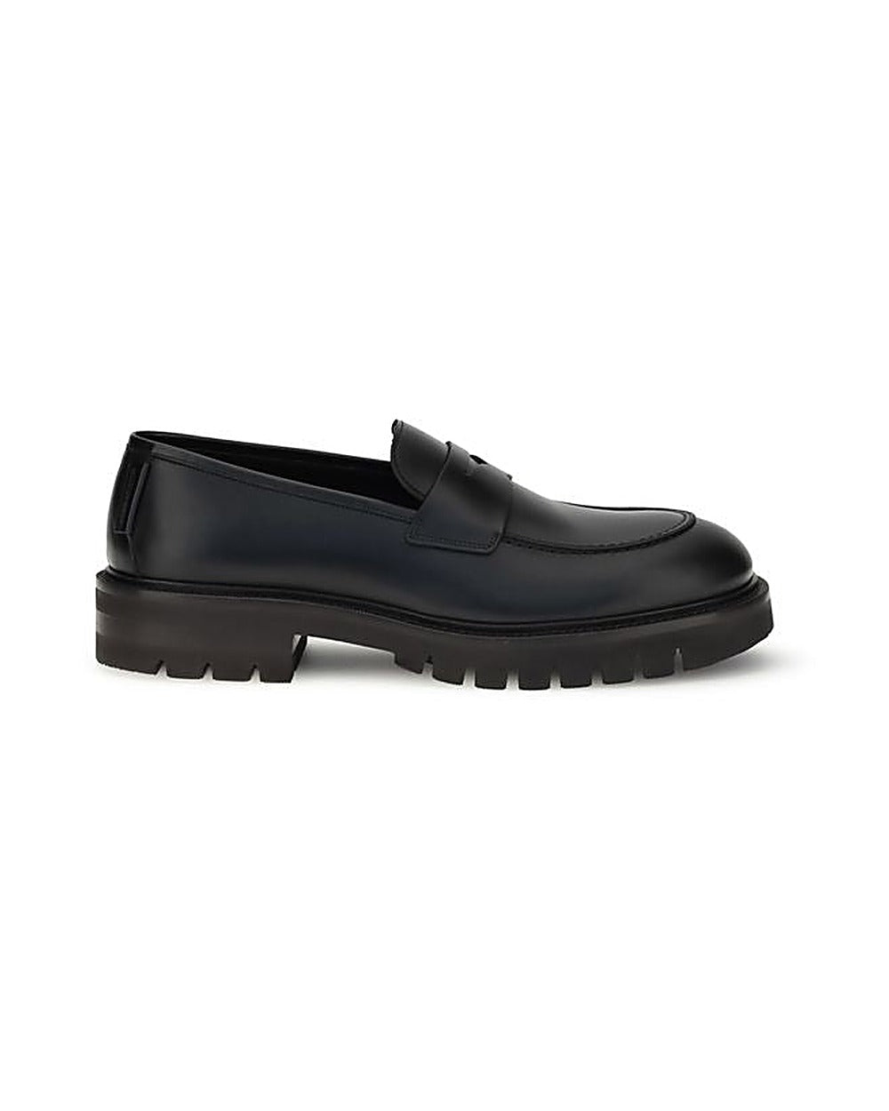 Ferragamo Black Calf Leather Bos Taurus Slip-On Loafers