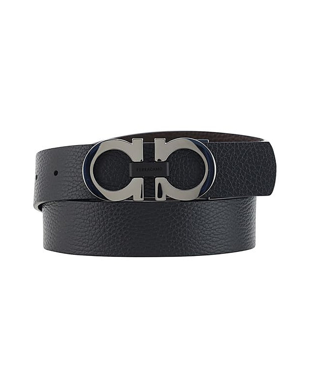 Ferragamo Black Calf Leather Bos Taurus Regular Belt