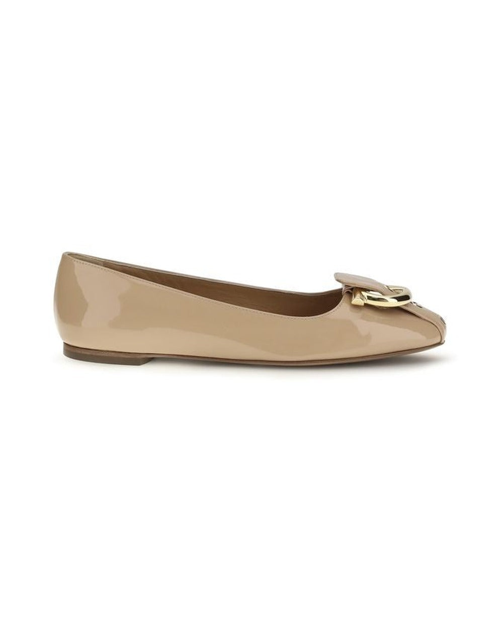 Ferragamo Beige Calf Leather Bos Taurus Ballet Flats