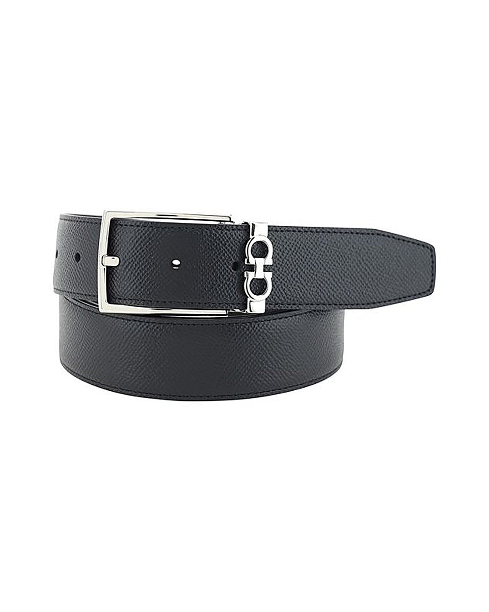 Ferragamo Black Calf Leather Bos Taurus Belt