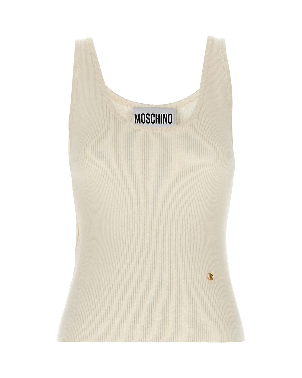 Moschino White Virgin Wool Sleeveles T-Shirt
