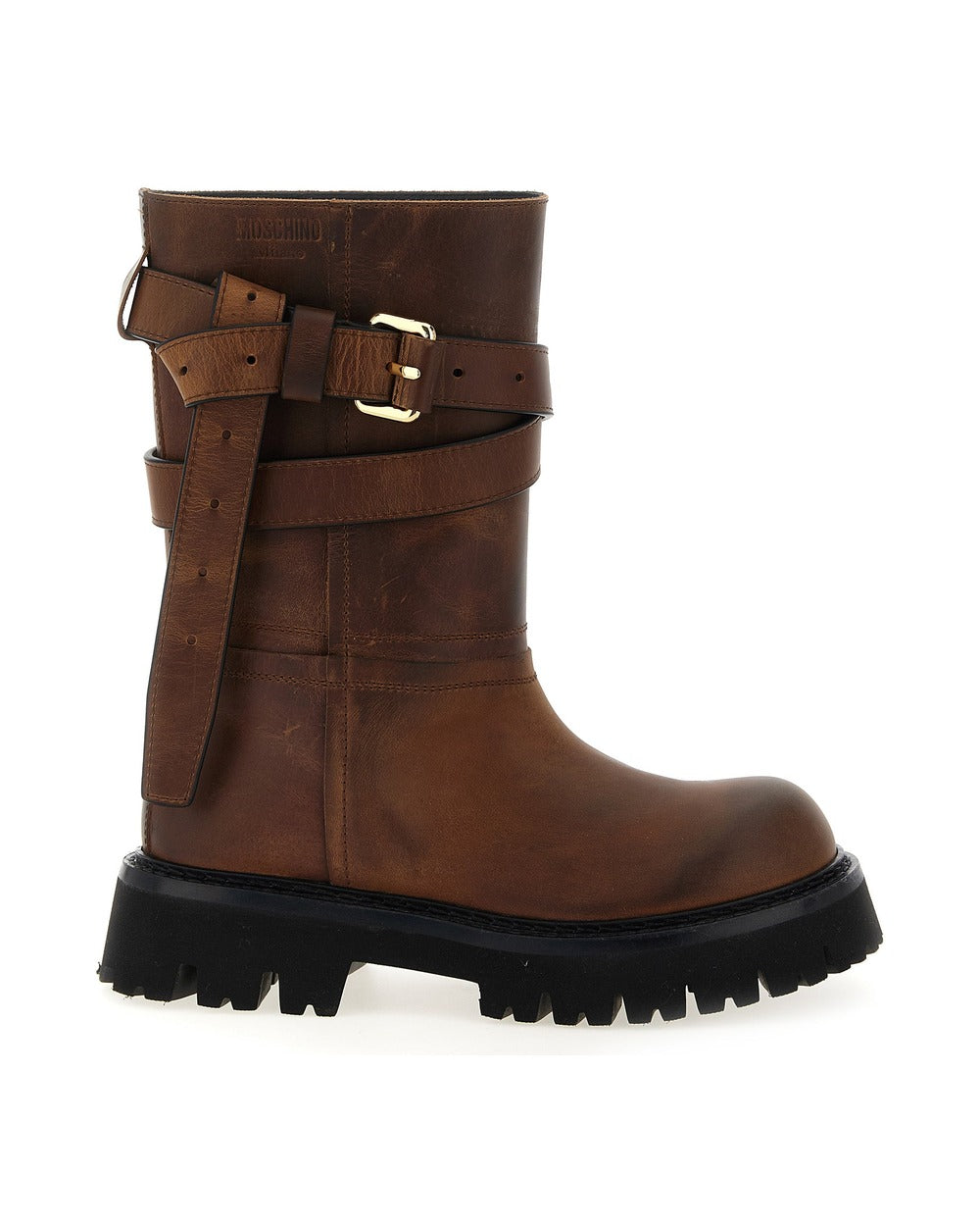 Moschino Brown Velvet Leather Over The Knee