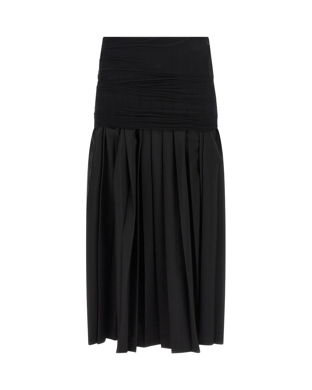 MM6 Maison Margiela Black Polyester Midi Skirt