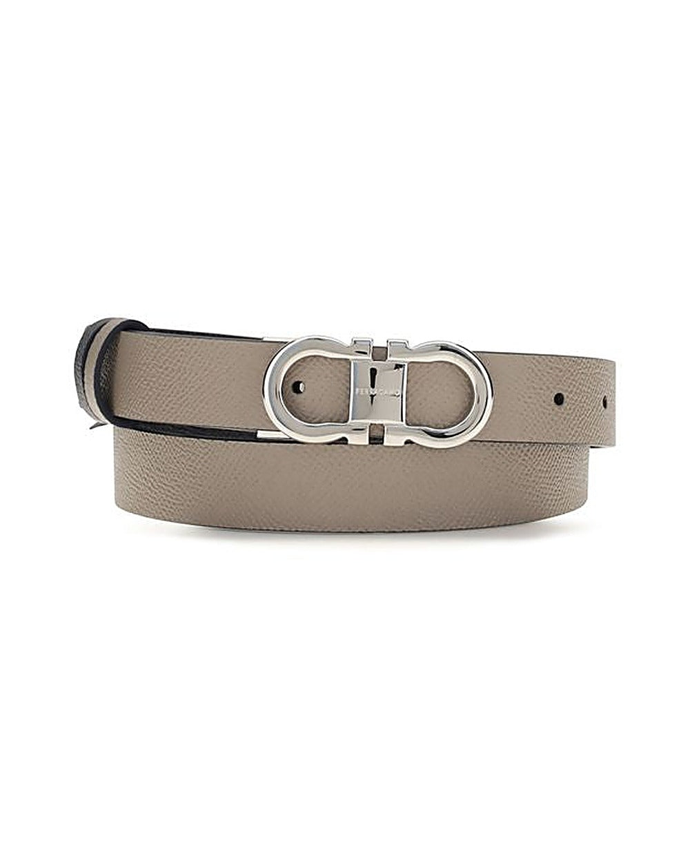 Ferragamo Gray Calf Leather Bos Taurus Regular Belt