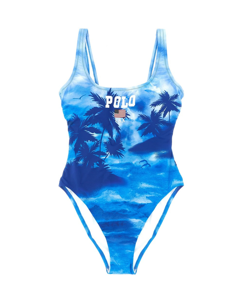 Polo Ralph Lauren Blue Nylon One-Piece Swimsuit