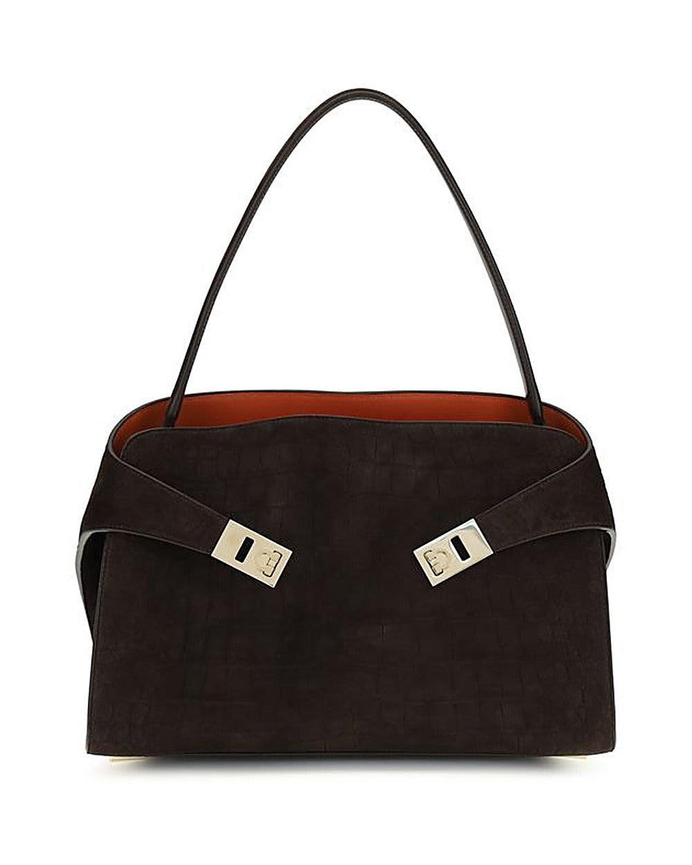 Ferragamo Brown Calf Leather Bos Taurus Shoulder Bag