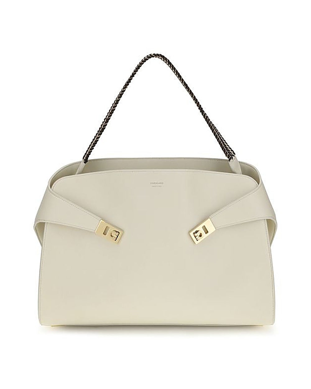 Ferragamo Beige Calf Leather Bos Taurus Shoulder Bag