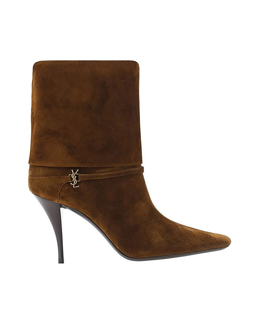 Saint Laurent Brown Calf Leather Bos Taurus High Heel Boots