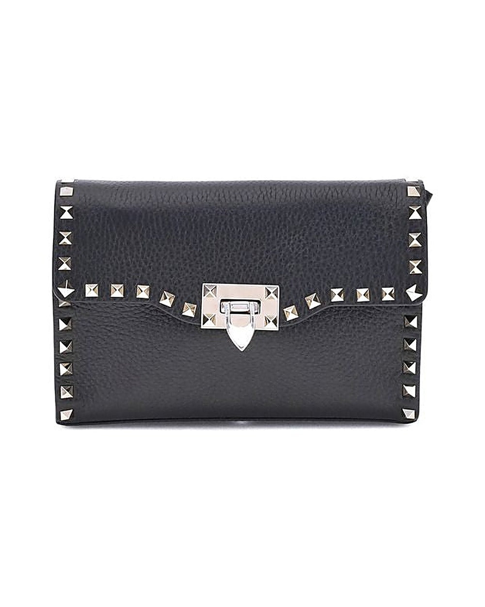 Valentino Garavani Black Calf Leather Bos Taurus Shoulder Bag