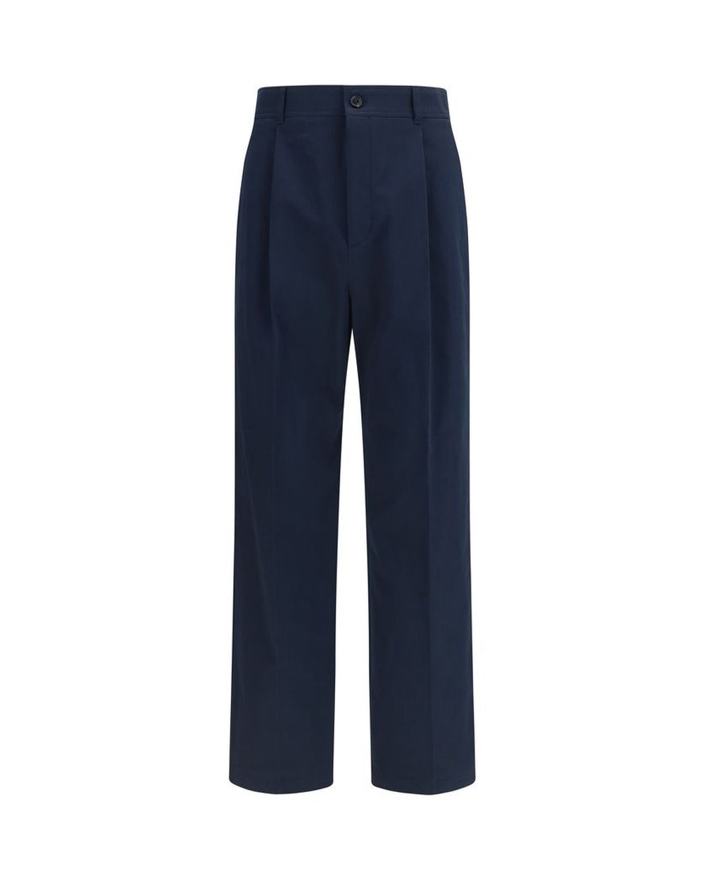 Blue Cotton Casual Pants