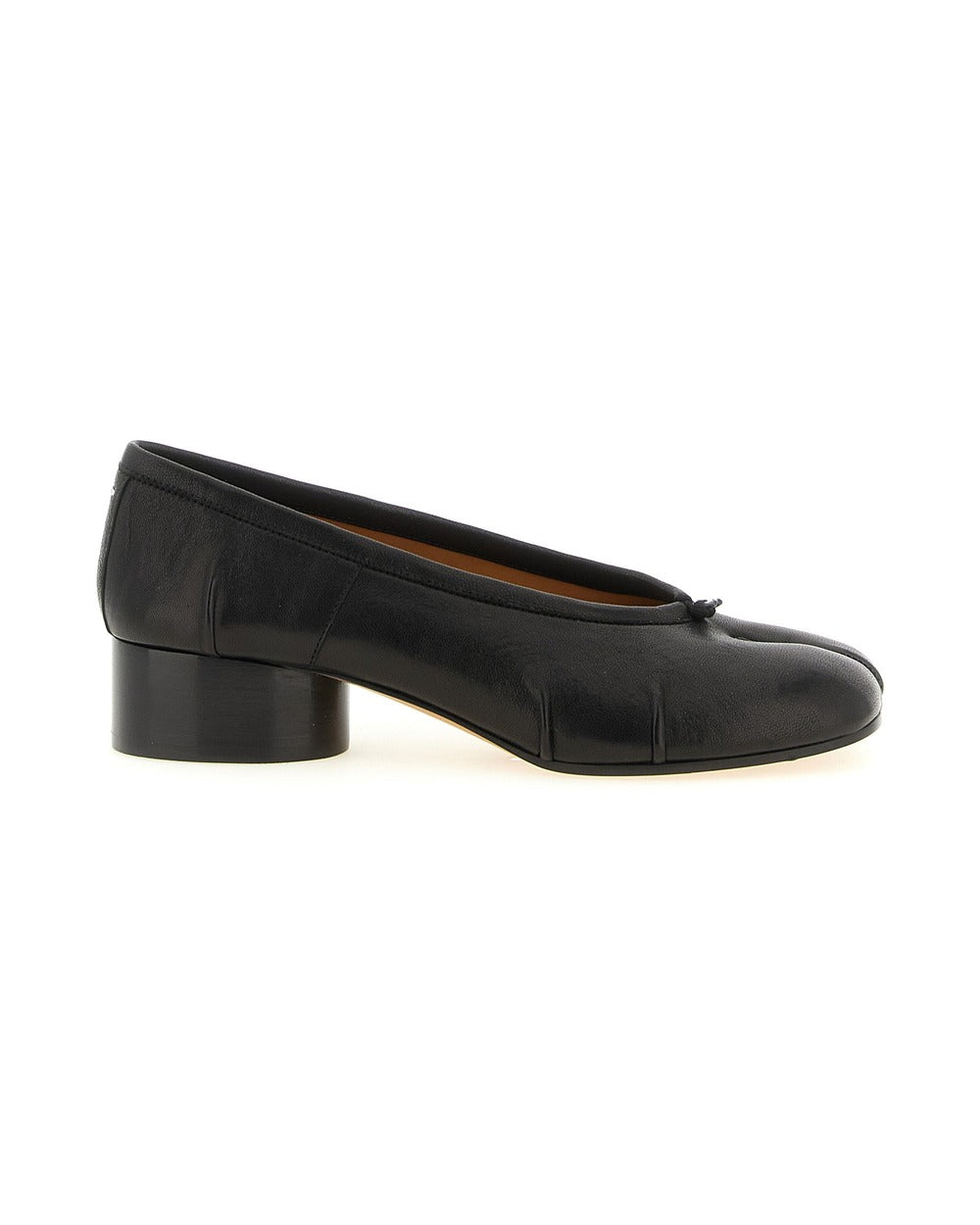 Black Lamb Leather Mid Heel Pumps