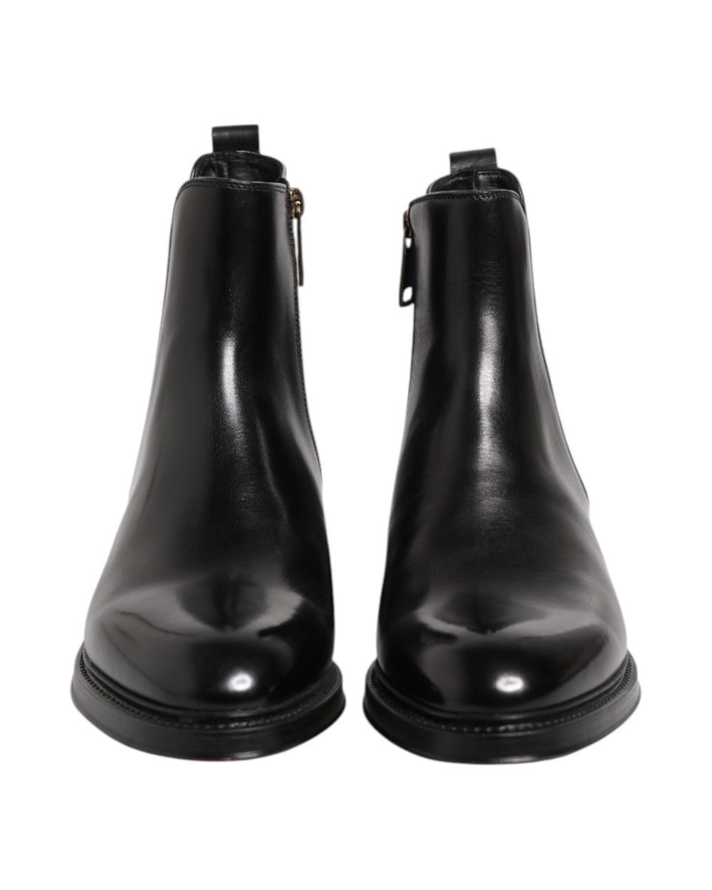 Black Chelsea Leather Mid Calf Boots Shoes