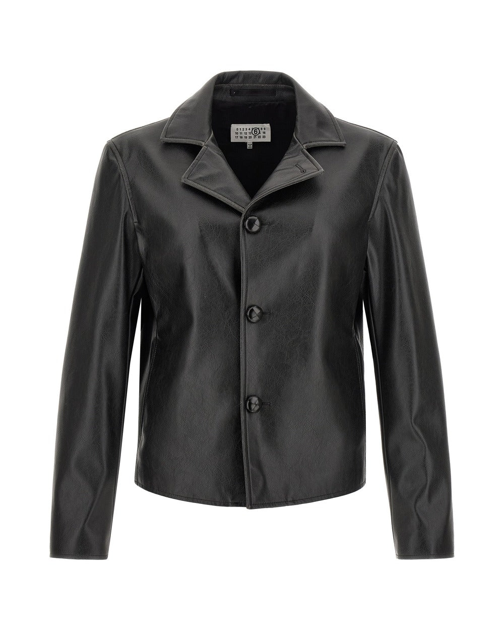 MM6 Maison Margiela Black Polyester Leather Jacket
