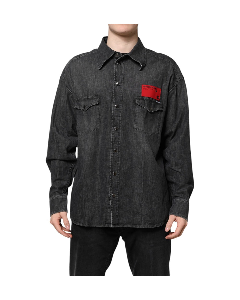 Dolce & Gabbana Gray Long Sleeves Button Down Denim Shirt
