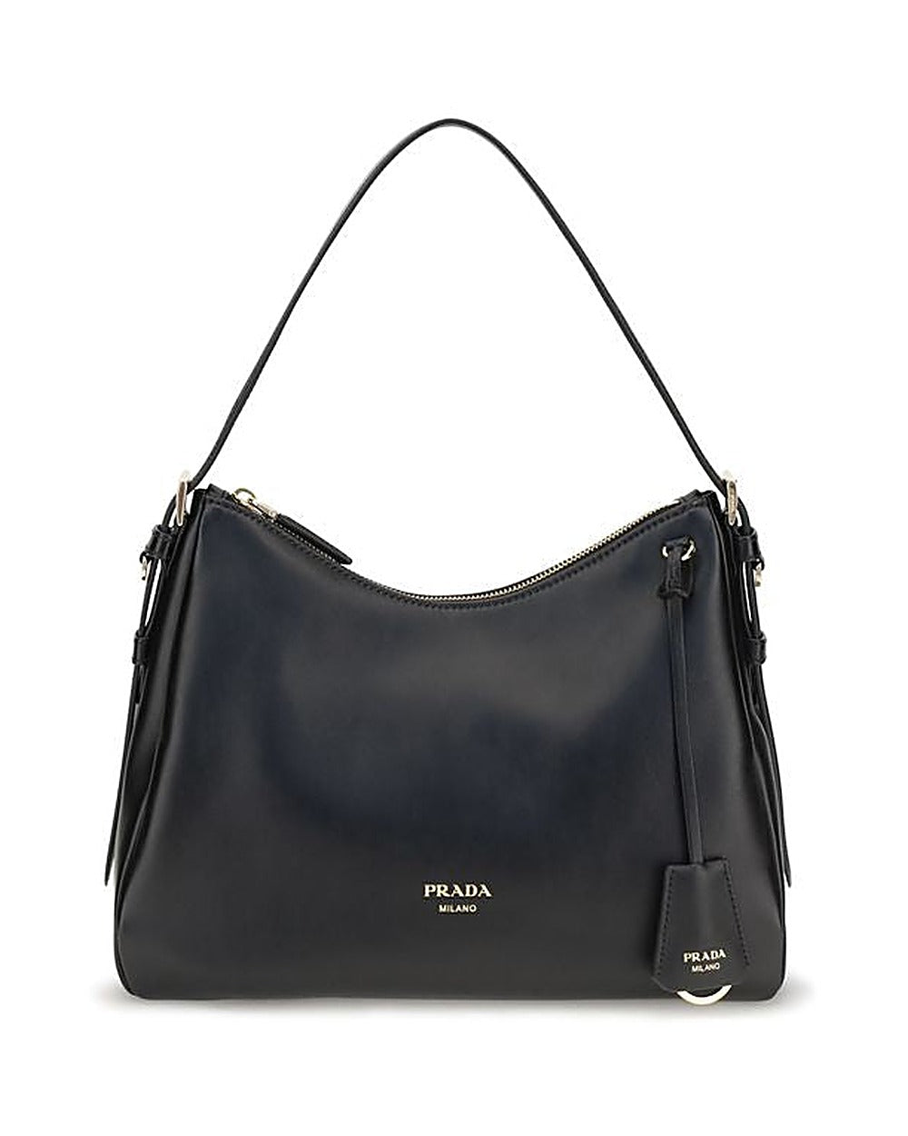 Prada Black Calf Leather Bos Taurus Shoulder Bag