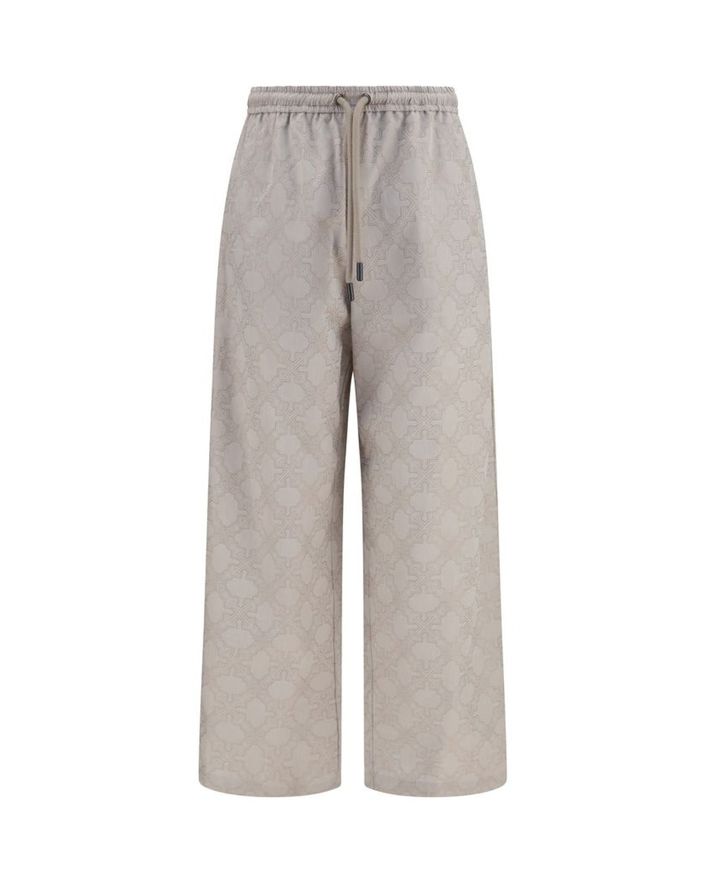 Beige Cotton Casual Pants