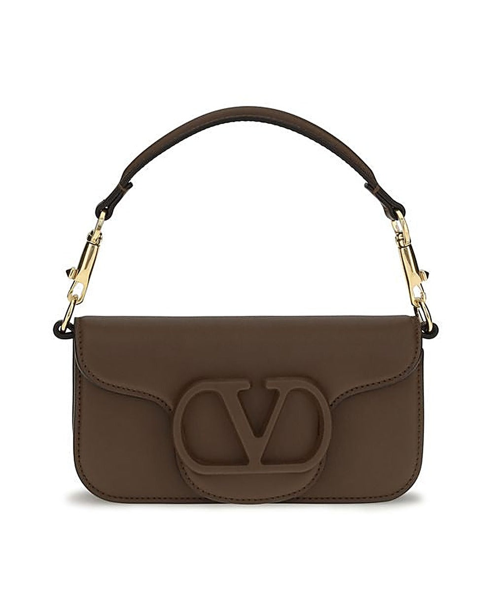 Valentino Garavani Brown Calf Leather Bos Taurus Shoulder Bag
