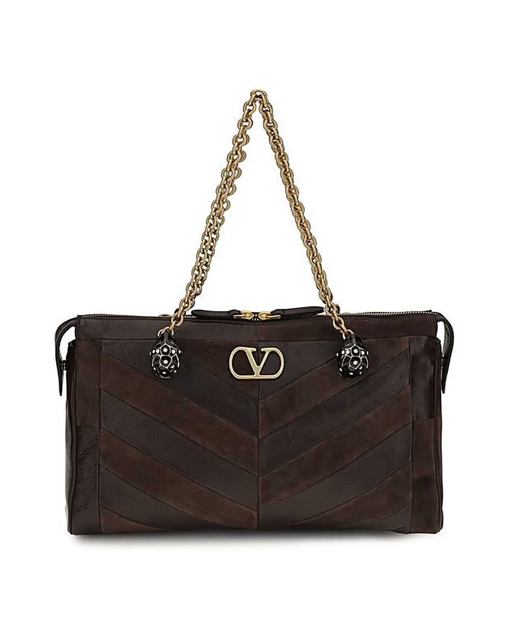 Valentino Garavani Brown Calf Leather Bos Taurus Shoulder Bag