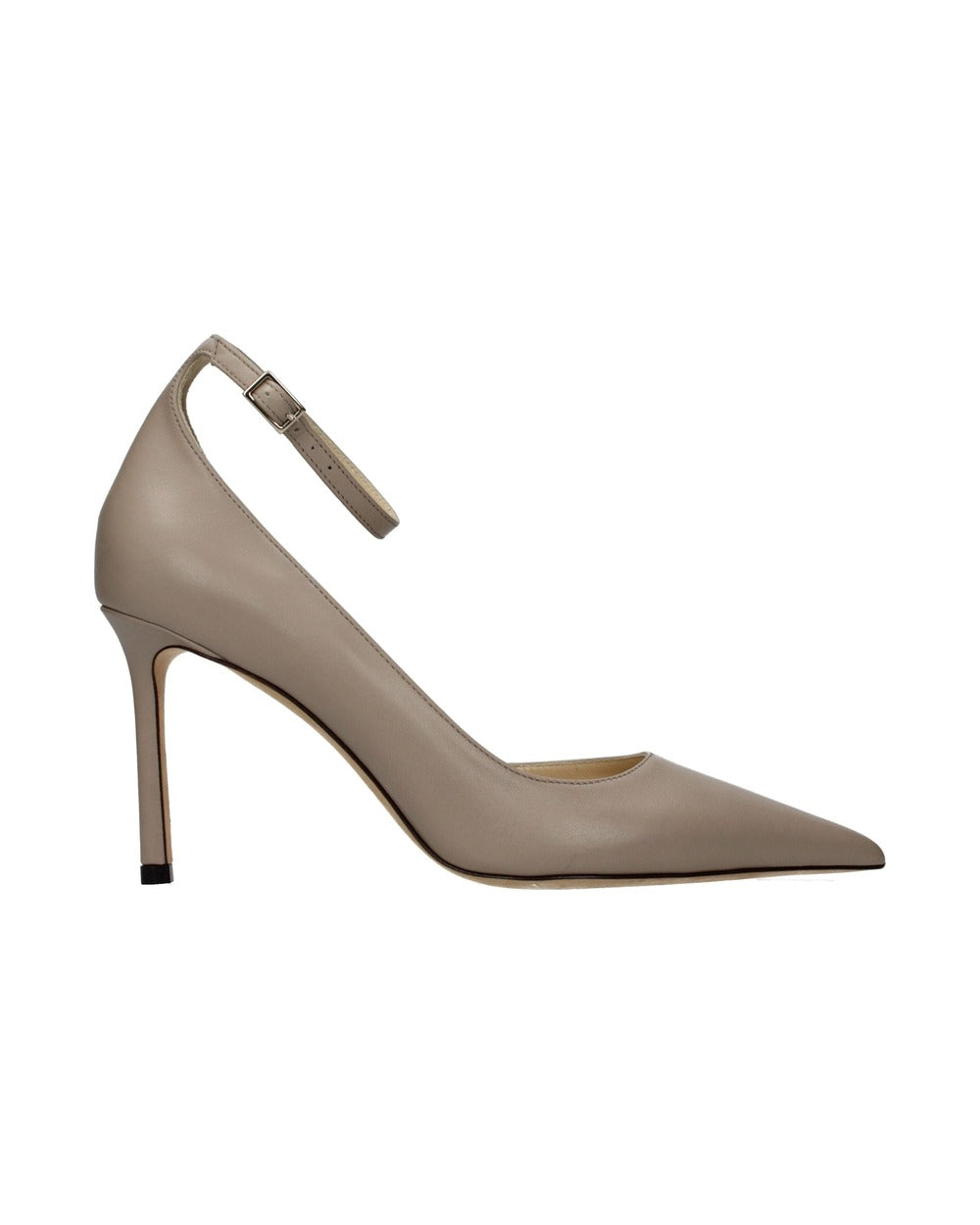 Gray Leather High Heel Pumps
